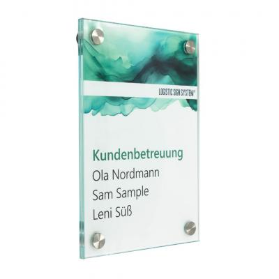 Tuerschild VITRUM B , Glasschild fuer Buero Din A5
